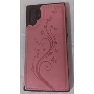 Wallet Phone Case For Samsung Galaxy Note10+‎ Pink Leather Butterfly Floral READ